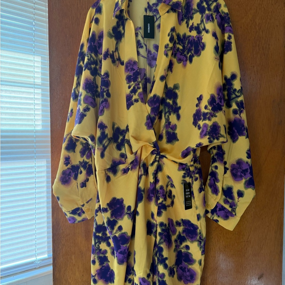 Express Yellow and Purple Floral romper. NWT size large